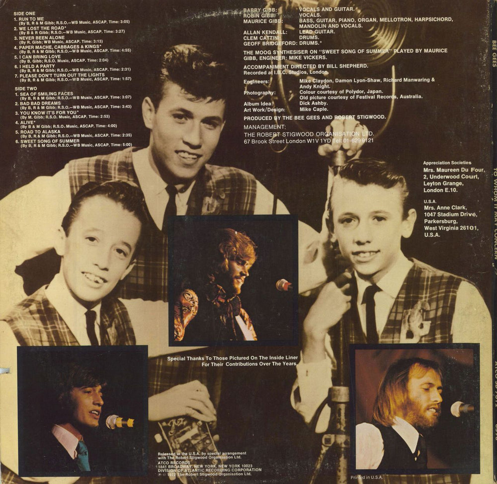 The Bee Gees To Whom It May Concern US vinyl LP album (LP record)