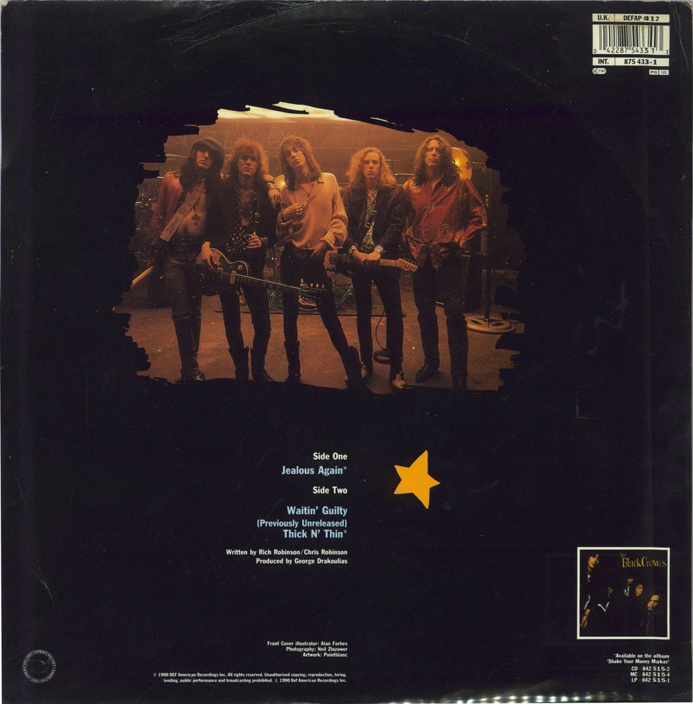 The Black Crowes Jealous Again - EX UK 12" vinyl picture disc (12 inch picture record) 042287543313