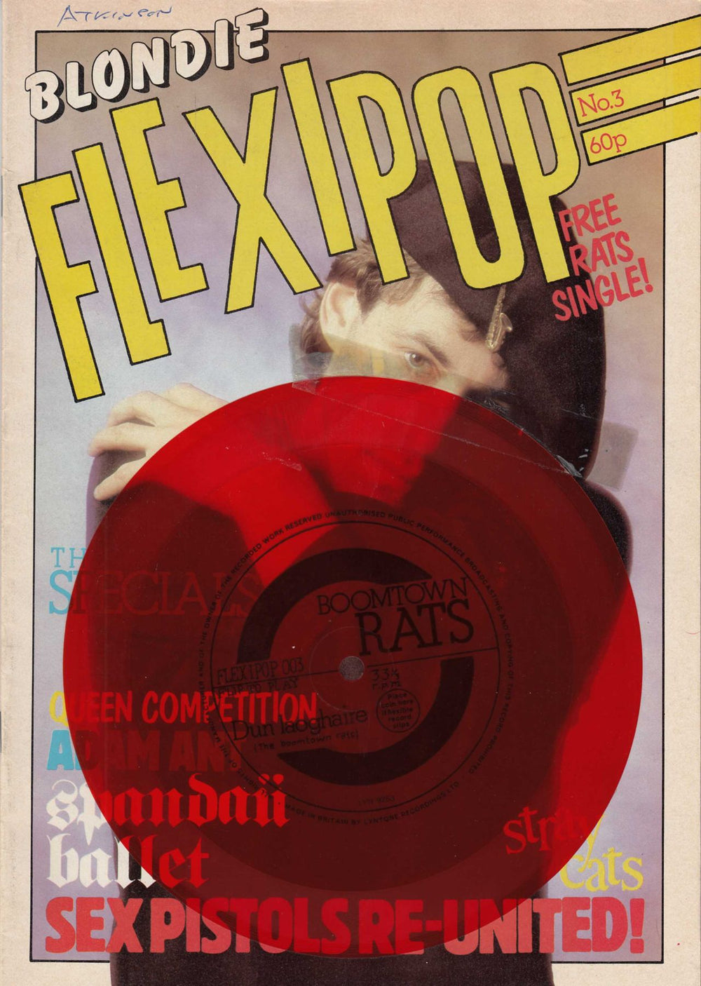 The Boomtown Rats Flexipop Magazine 3 + Red Flexi UK Promo magazine FLEXIPOP003