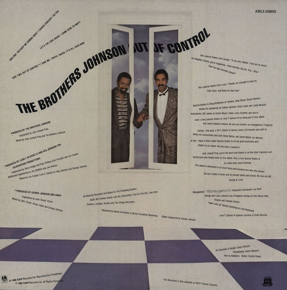 The Brothers Johnson Out Of Control UK vinyl LP album (LP record)