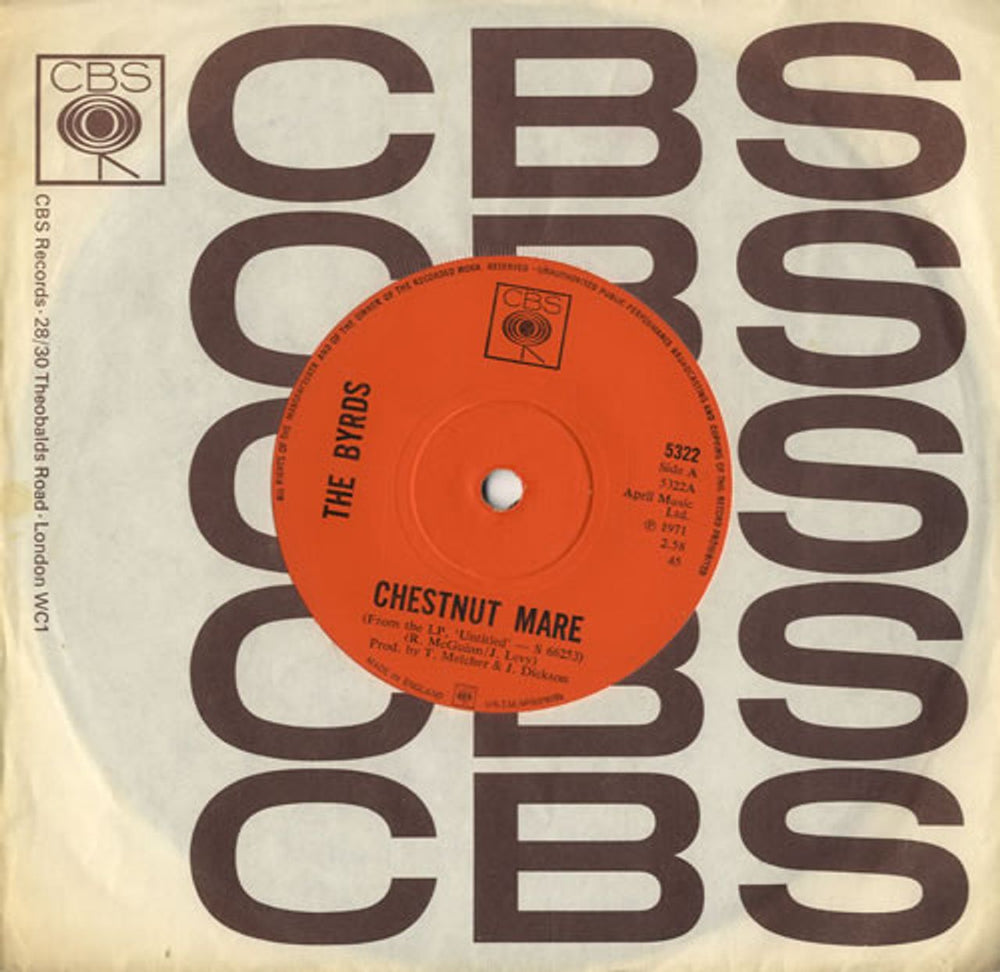 The Byrds Chestnut Mare - Solid UK 7" vinyl single (7 inch record / 45) 5322