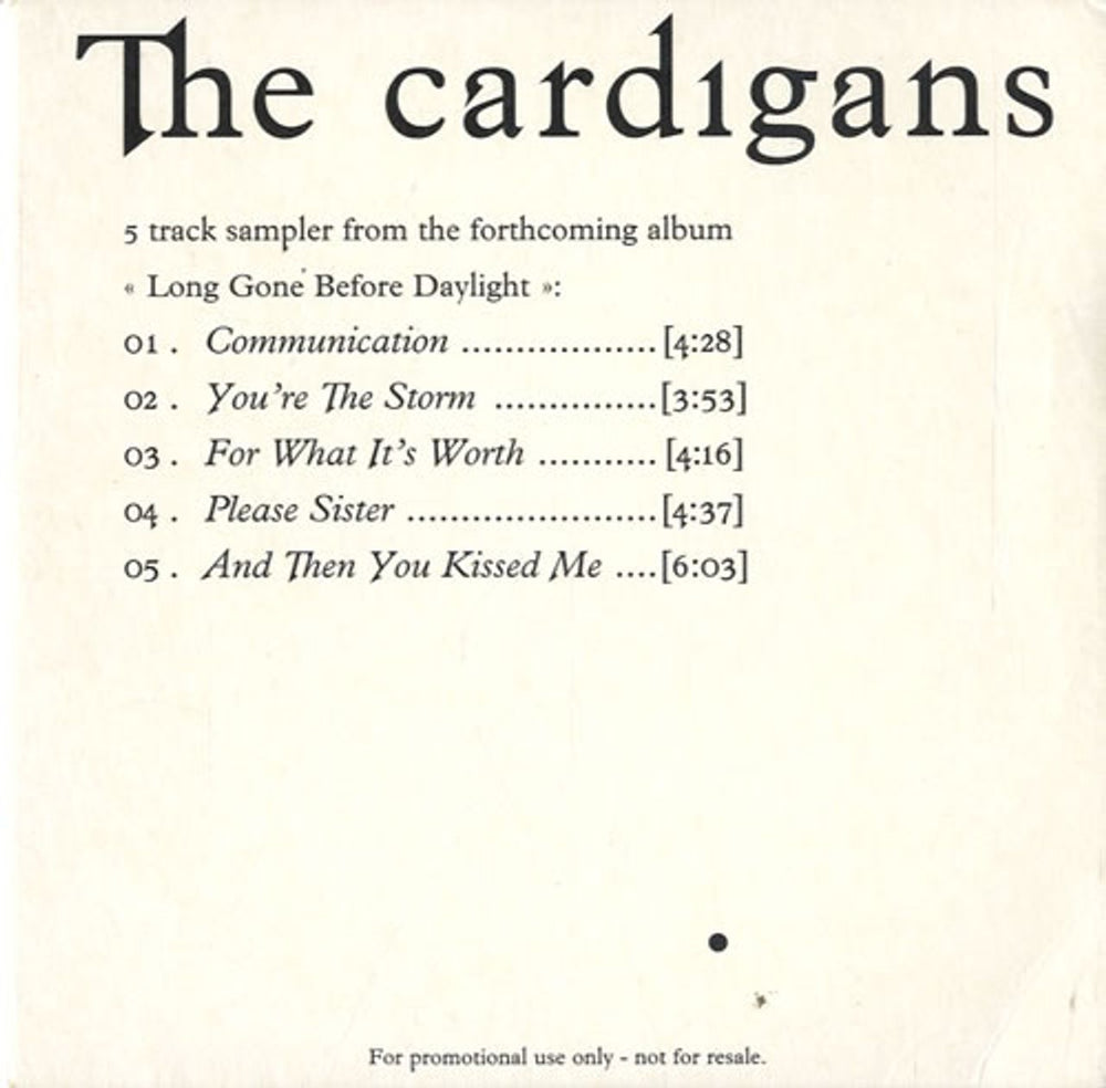 The Cardigans Long Gone Before Daylight - Sampler UK Promo CD single (CD5 / 5") CARD5CD-1