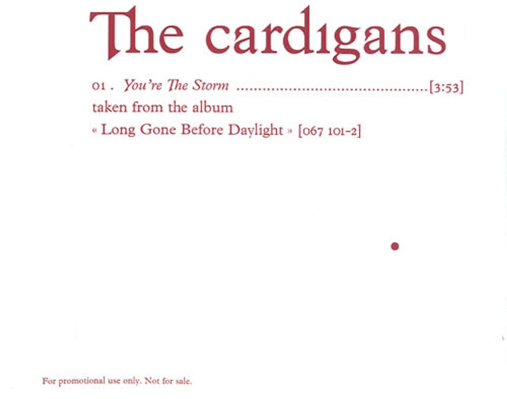 The Cardigans You're The Storm German Promo CD single (CD5 / 5") 51378530