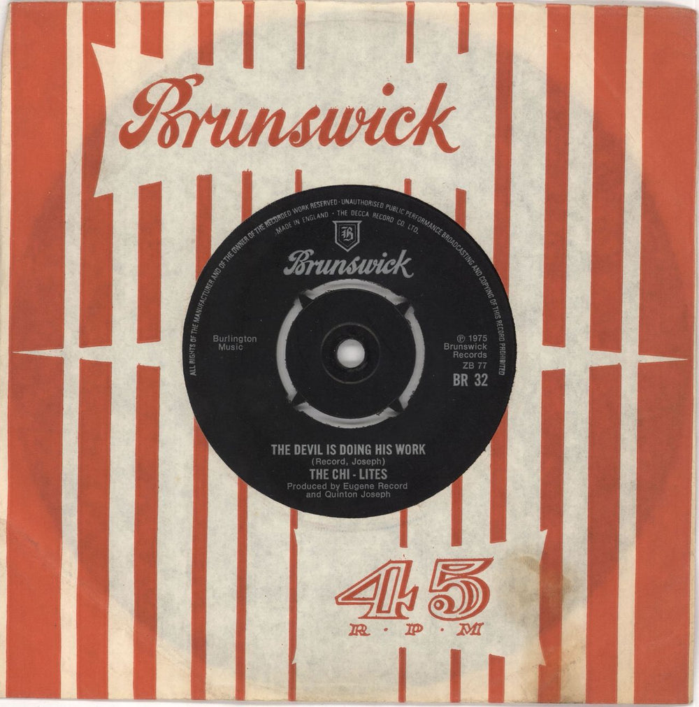 The Chi-Lites The Devil Is Doing His Work UK 7" vinyl single (7 inch record / 45) BR32