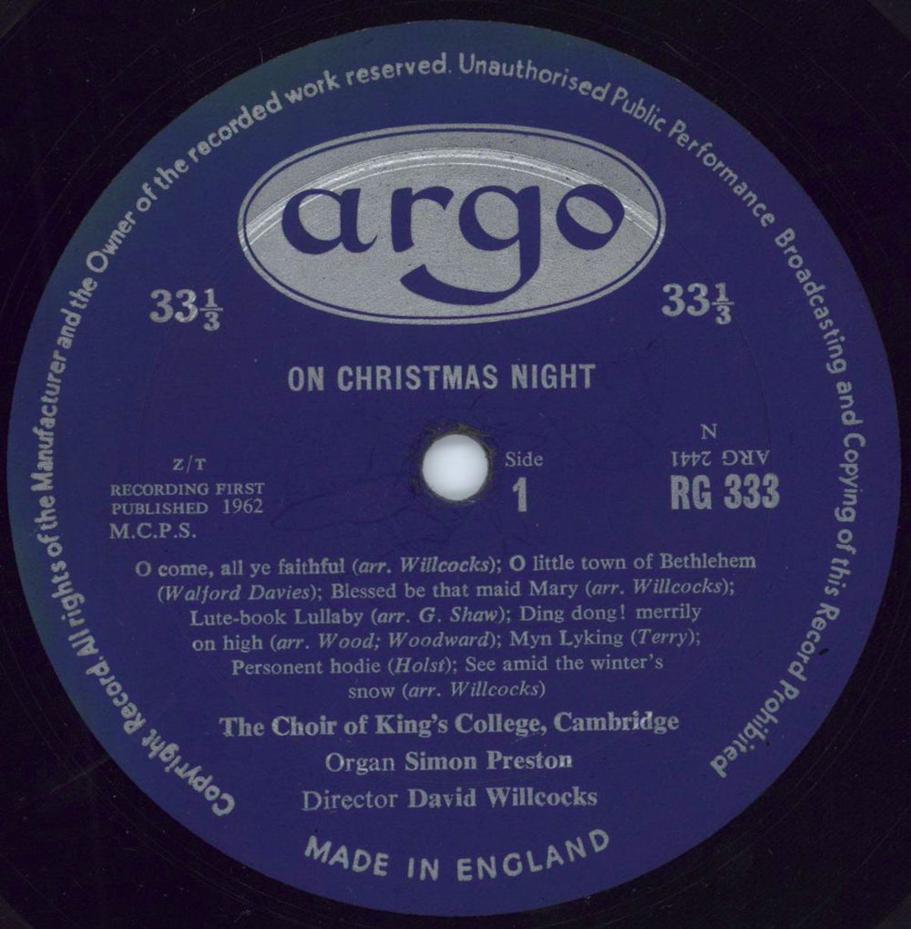 The Choir Of King's College, Cambridge On Christmas Night UK vinyl LP album (LP record) KZ2LPON783189