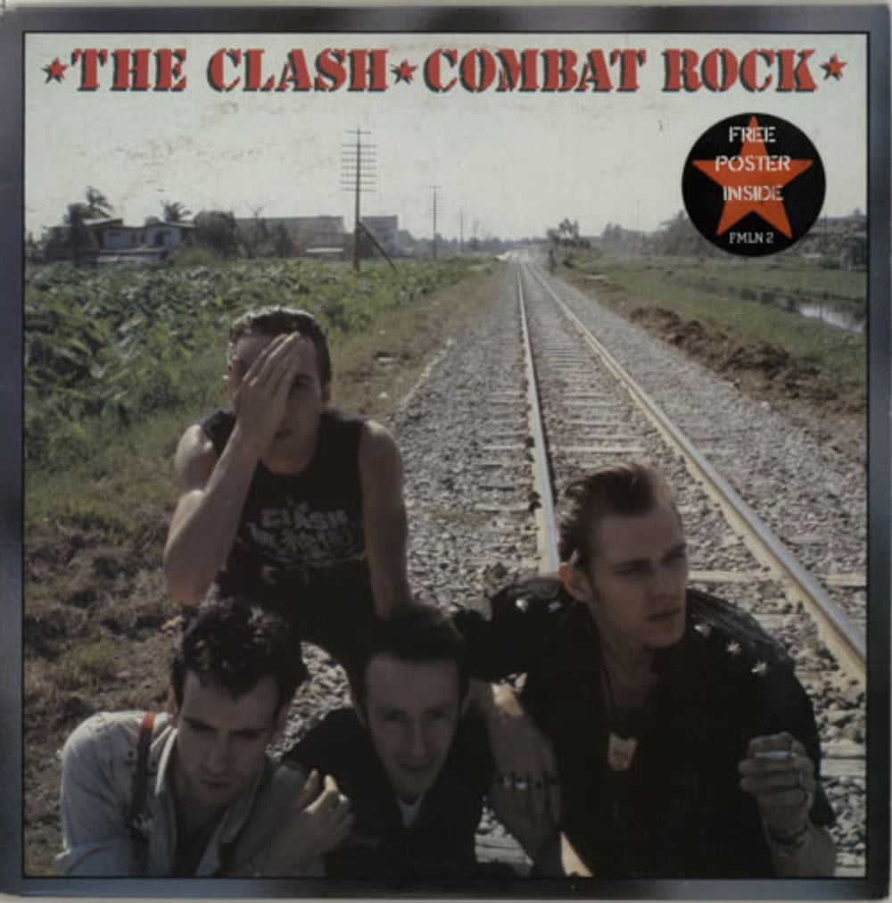 The Clash Combat Rock + Poster UK vinyl LP album (LP record) FMLN2