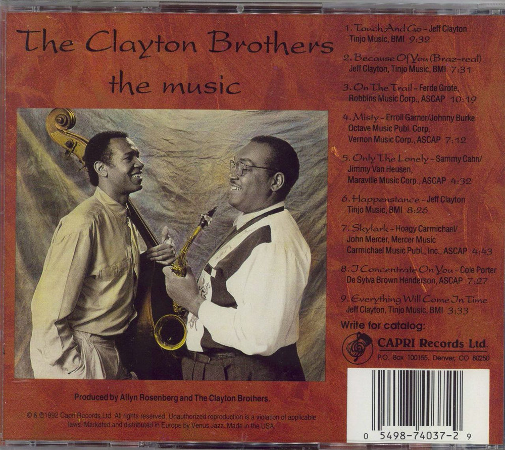 The Clayton Brothers The Music US CD album (CDLP) 054987403729