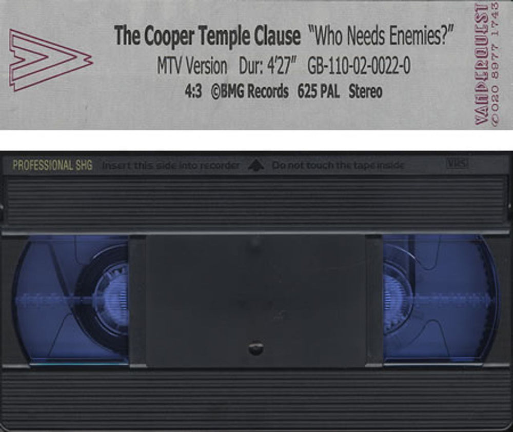 The Cooper Temple Clause Who Needs Enemies? UK Promo video (VHS or PAL or NTSC) PROMO VIDEO