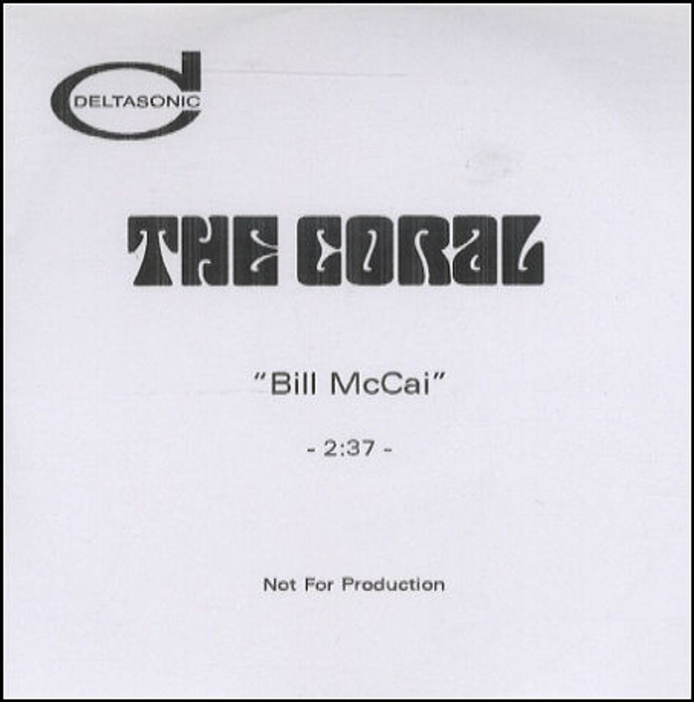 The Coral Bill McCai UK Promo CD-R acetate CD-R ACETATE