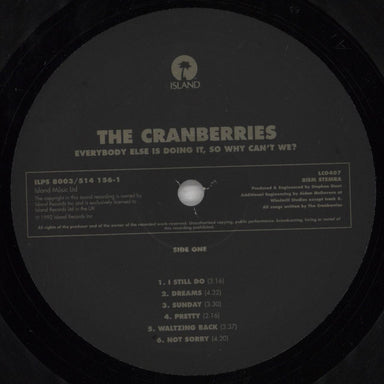 The Cranberries Everybody Else Is Doing It So Why Can't We? - Un-numbered UK vinyl LP album (LP record) CRBLPEV263235