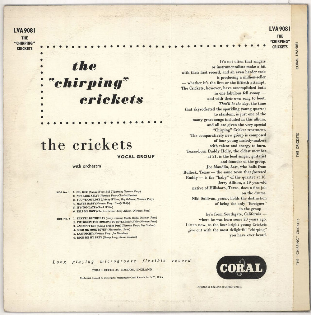 The Crickets The "Chirping" Crickets - 4th UK vinyl LP album (LP record) CKTLPTH729101