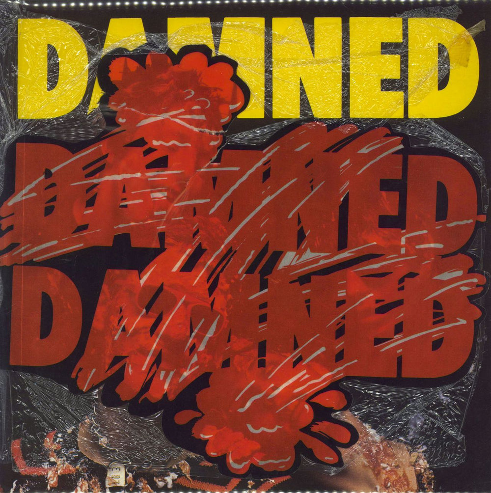 The Damned Damned Damned Damned - Hot Rods sleeve + Front Sticker - EX UK vinyl LP album (LP record) SEEZ1