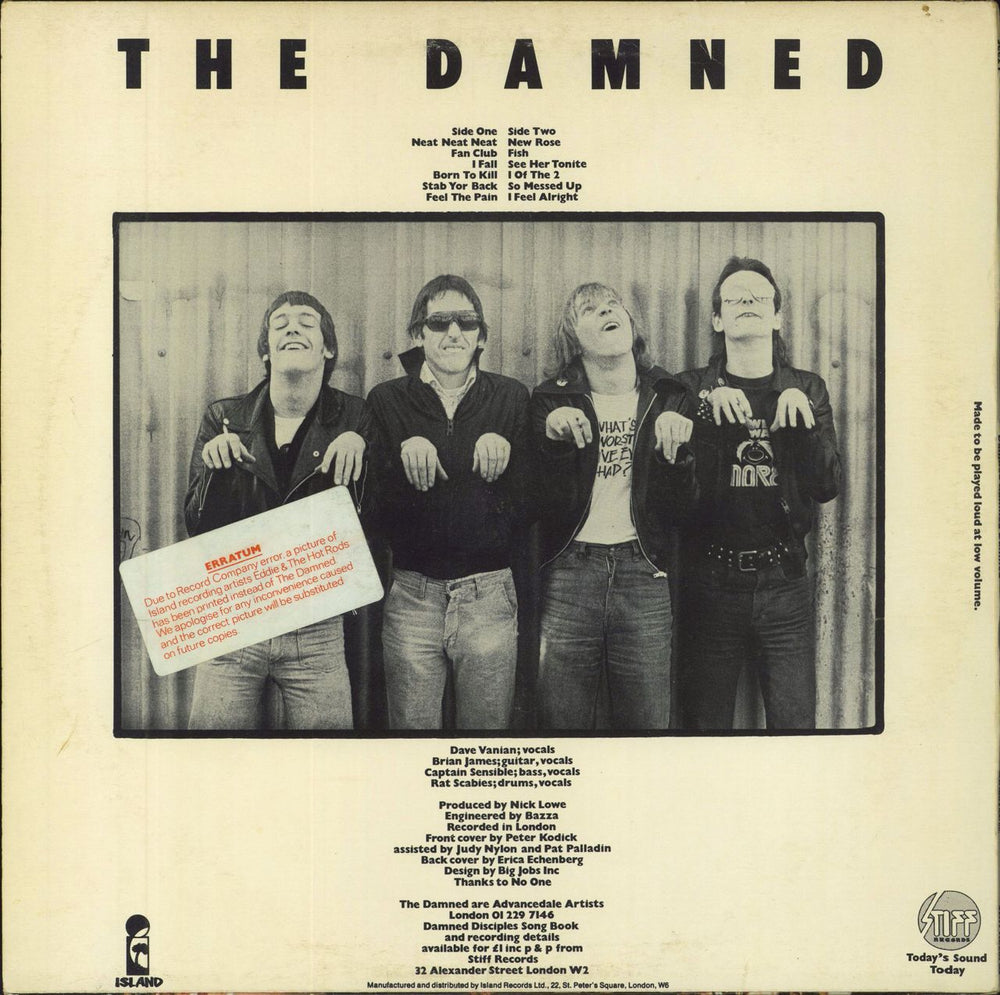 The Damned Damned Damned Damned - Hot Rods Sleeve - VG UK vinyl LP album (LP record)