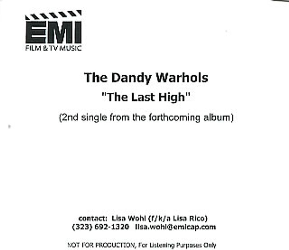 The Dandy Warhols The Last High US Promo CD-R acetate CDR ACETATE