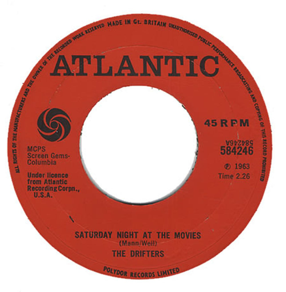 The Drifters Saturday Night At The Movies - Wide UK 7" vinyl single (7 inch record / 45) 584246