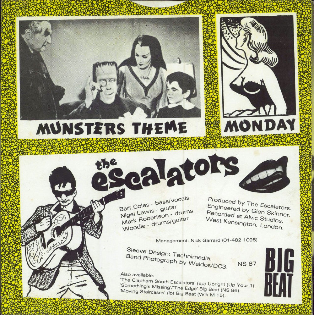 The Escalators The Munsters Theme / Monday - Both Sleeves UK 7" vinyl single (7 inch record / 45)