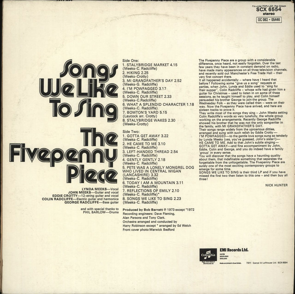 The Fivepenny Piece Songs We Like To Sing UK vinyl LP album (LP record)