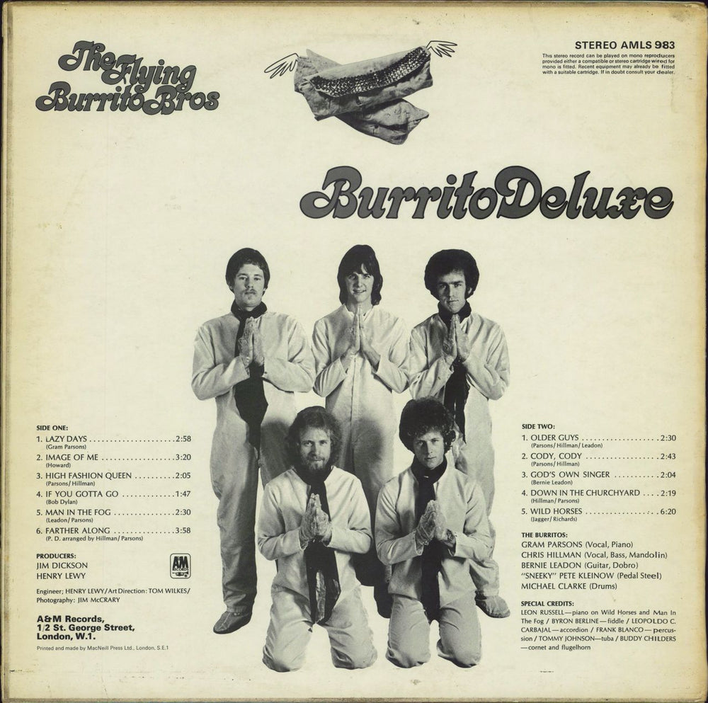 The Flying Burrito Brothers Burrito Deluxe - Test Pressing UK vinyl LP album (LP record)