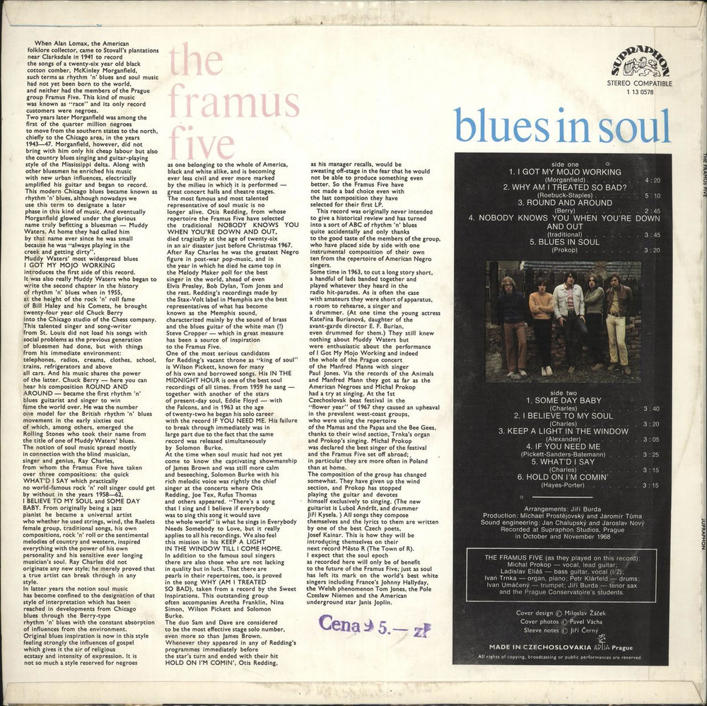 The Framus Five Blues In Soul Czech vinyl LP album (LP record)