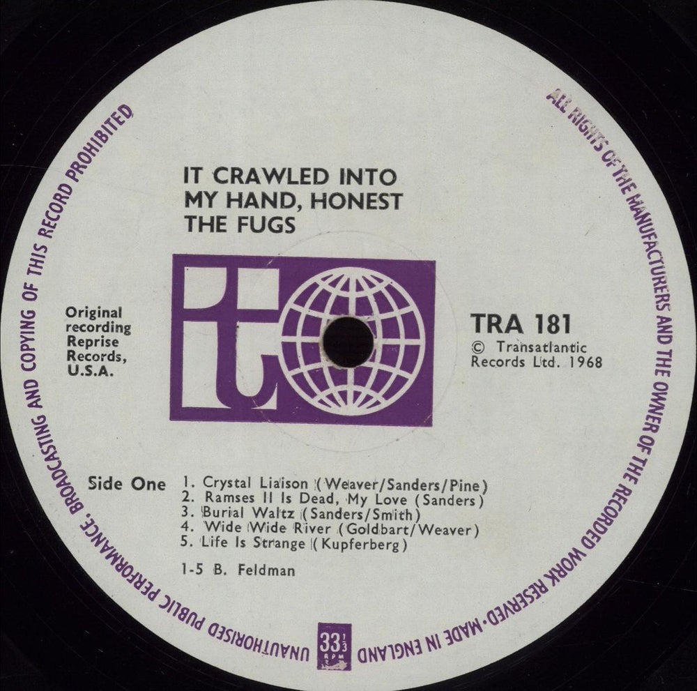 The Fugs It Crawled Into My Hand, Honest - VG UK vinyl LP album (LP record)