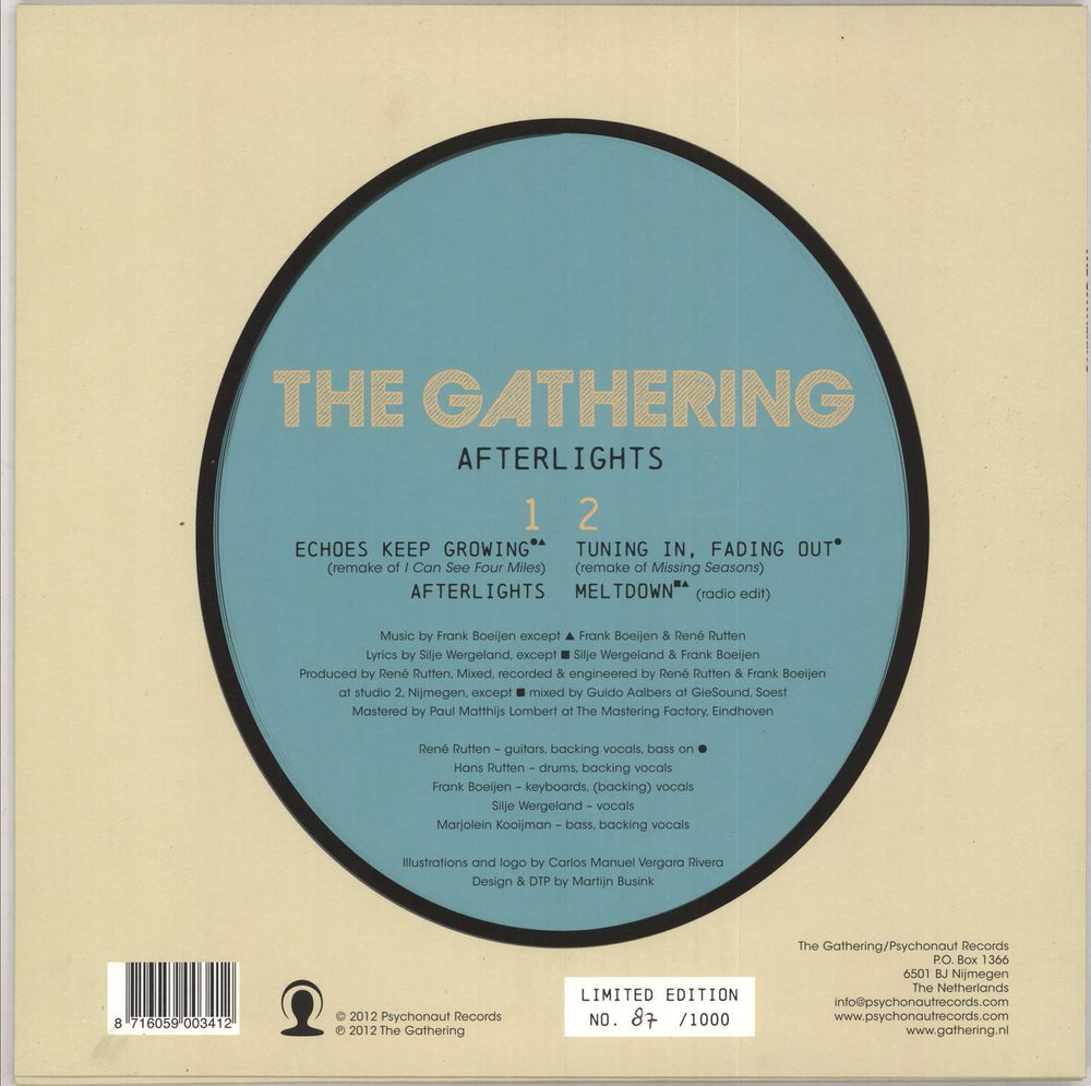 The Gathering Afterlight - Blue Vinyl & Numbered + Stickers Dutch 10" vinyl single (10 inch record) T1G10AF728349