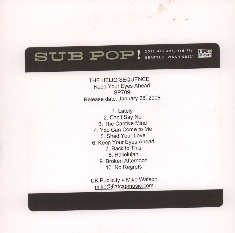 The Helio Sequence Keep Your Eyes Ahead US Promo CD-R acetate SP709