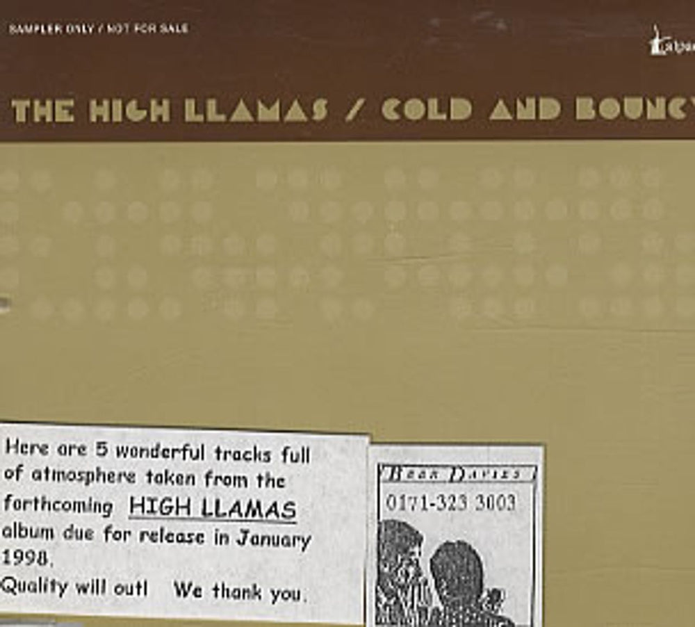 The High Llamas Cold And Bouncy UK Promo CD single (CD5 / 5") VVR1000738P