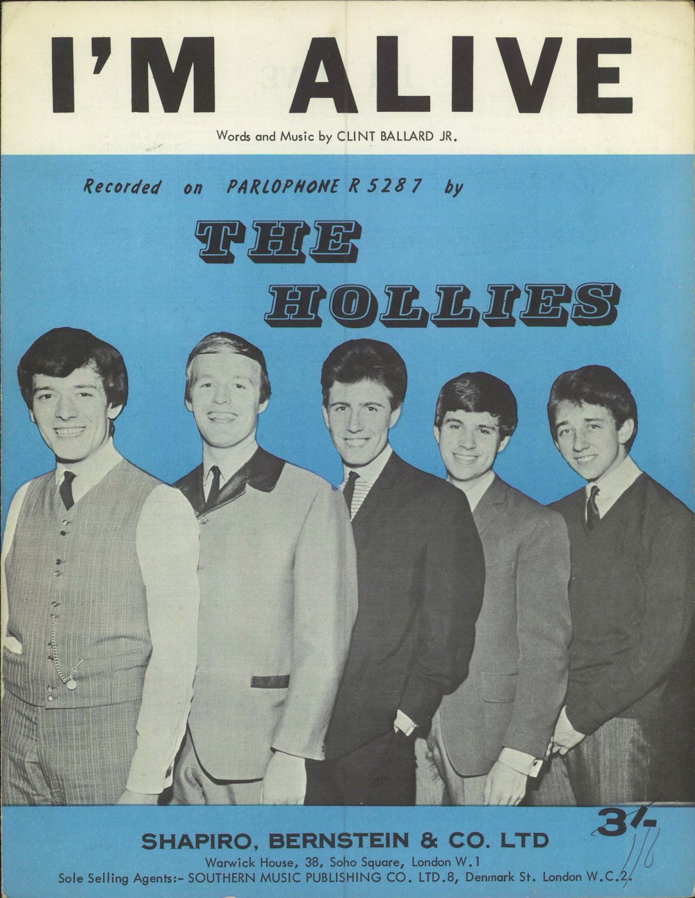 The Hollies I'm Alive UK sheet music SHEET MUSIC