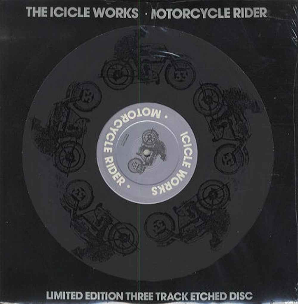 The Icicle Works Motorcycle Rider - Etched UK 12" vinyl single (12 inch record / Maxi-single) WORKSE100