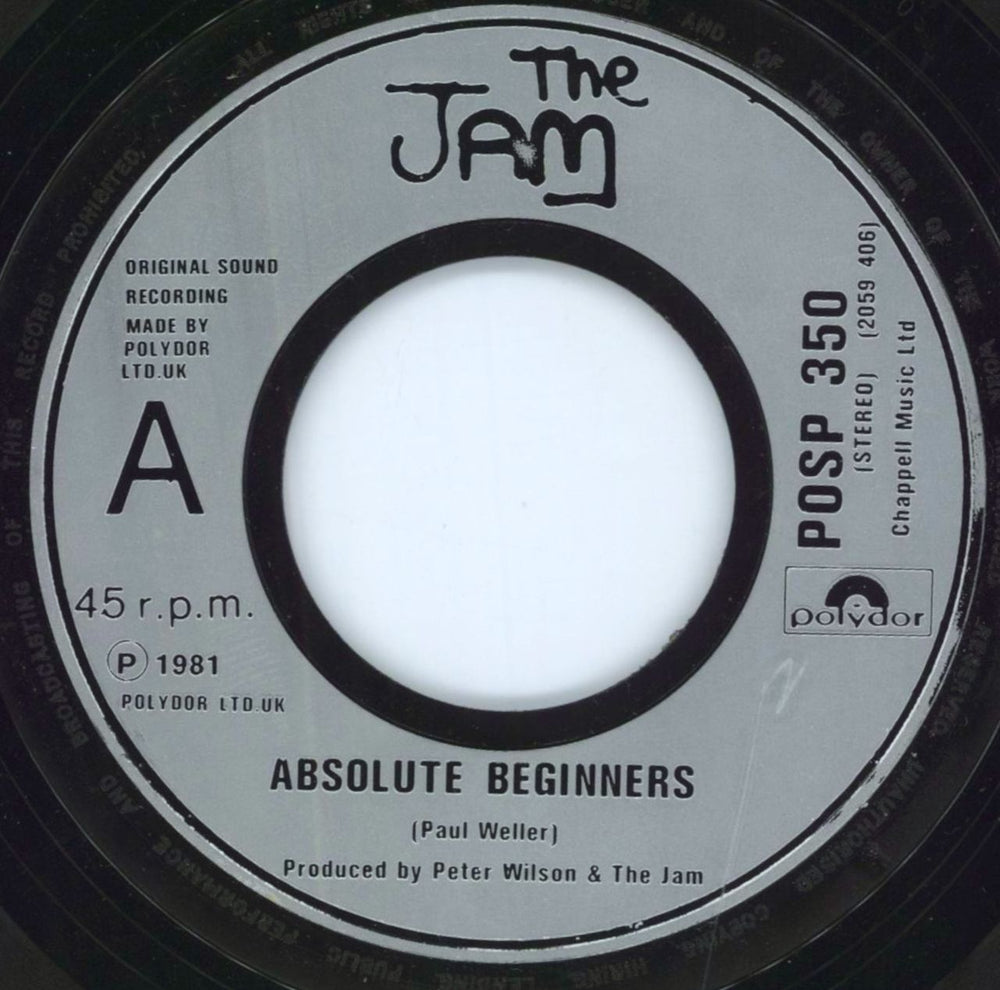 The Jam Absolute Beginners - Jukebox UK 7" vinyl single (7 inch record / 45) POSP350