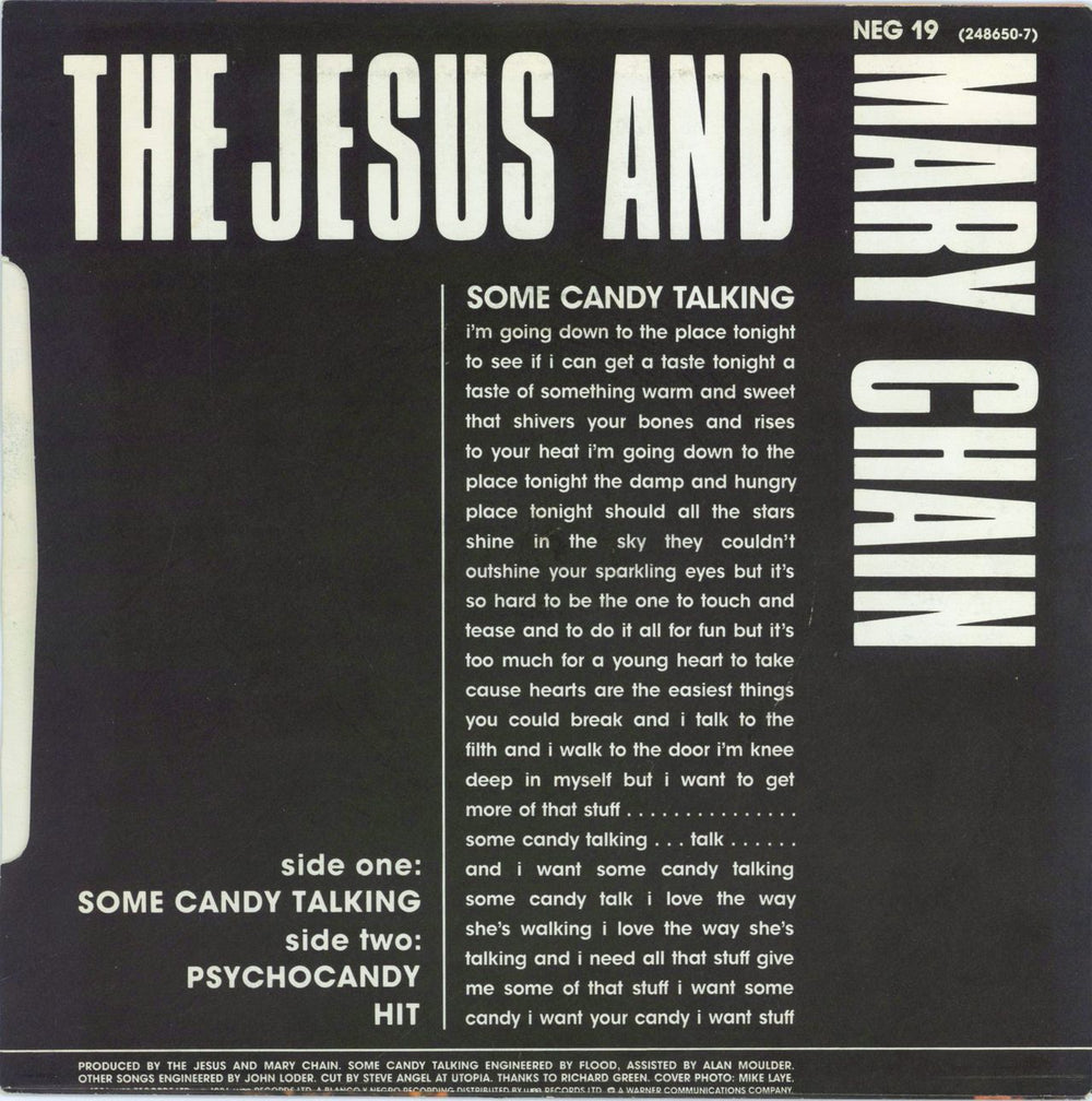 The Jesus & Mary Chain Some Candy Talking E.P. - Injection UK 7" vinyl single (7 inch record / 45)