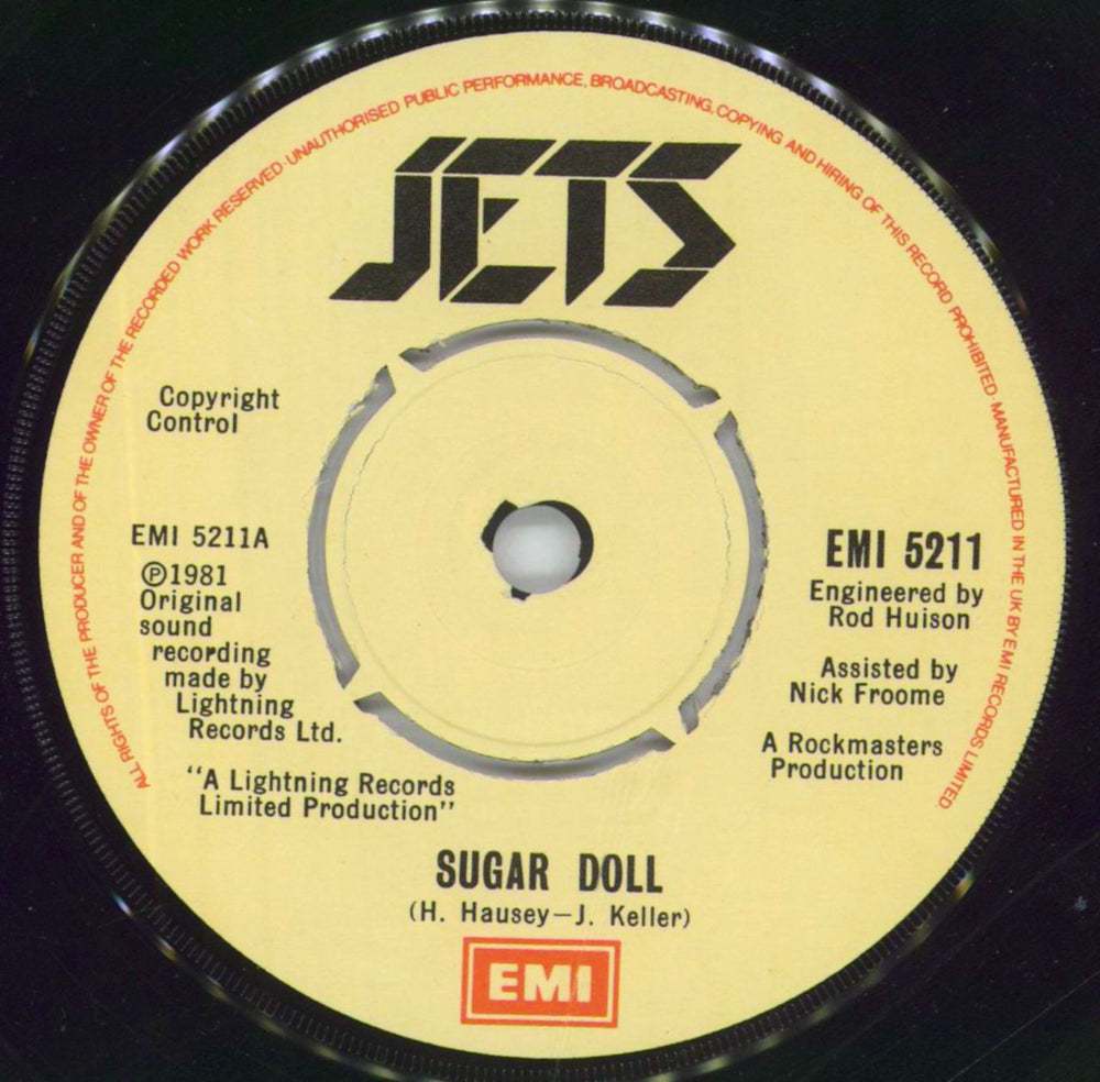 The Jets [Rockabilly] Sugar Doll UK 7" vinyl single (7 inch record / 45) 56T07SU817078