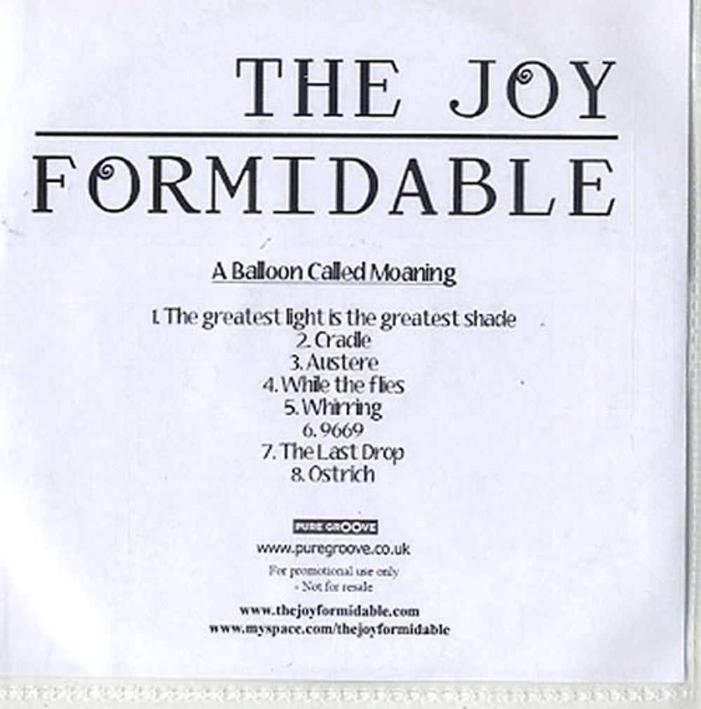 The Joy Formidable A Balloon Called Moaning UK CD-R acetate PUREGROOVECD001