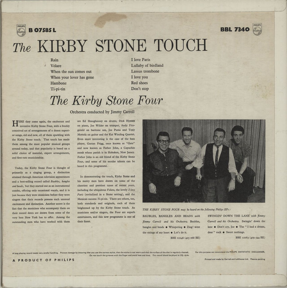 The Kirby Stone Four The Kirby Stone Touch UK vinyl LP album (LP record) KS4LPTH687788