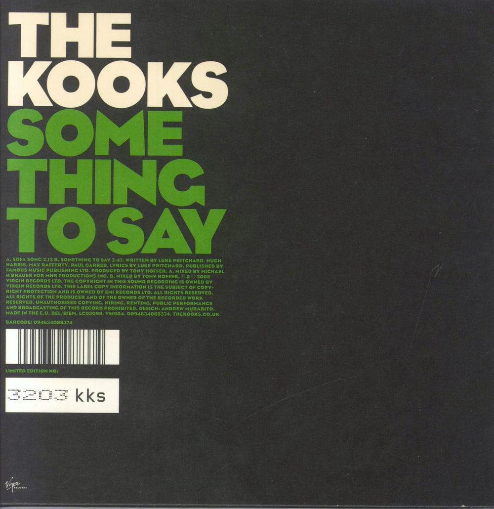 The Kooks Sofa Song UK 7" vinyl single (7 inch record / 45) 094634088374