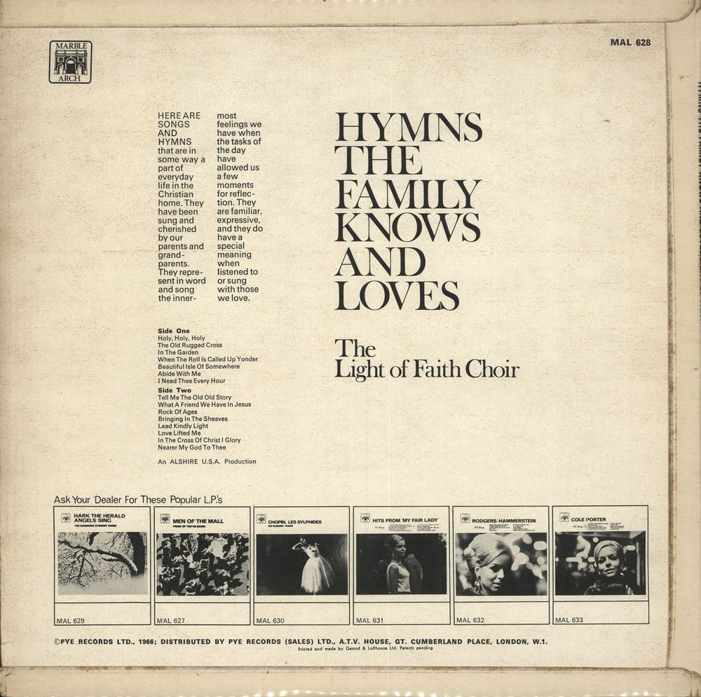 The Light Of Faith Choir Hymns The Family Knows And Loves UK vinyl LP album (LP record)