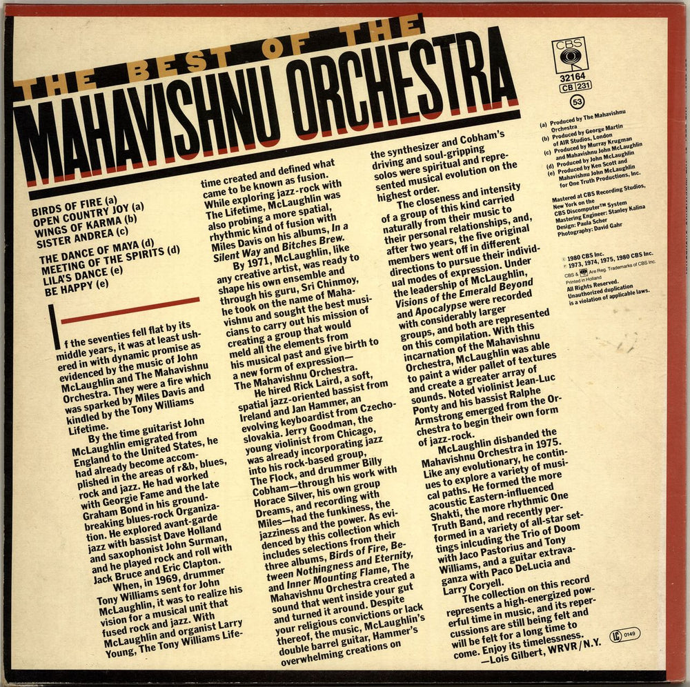 The Mahavishnu Orchestra The Best Of The Mahavishnu Orchestra - Red Label Dutch vinyl LP album (LP record)