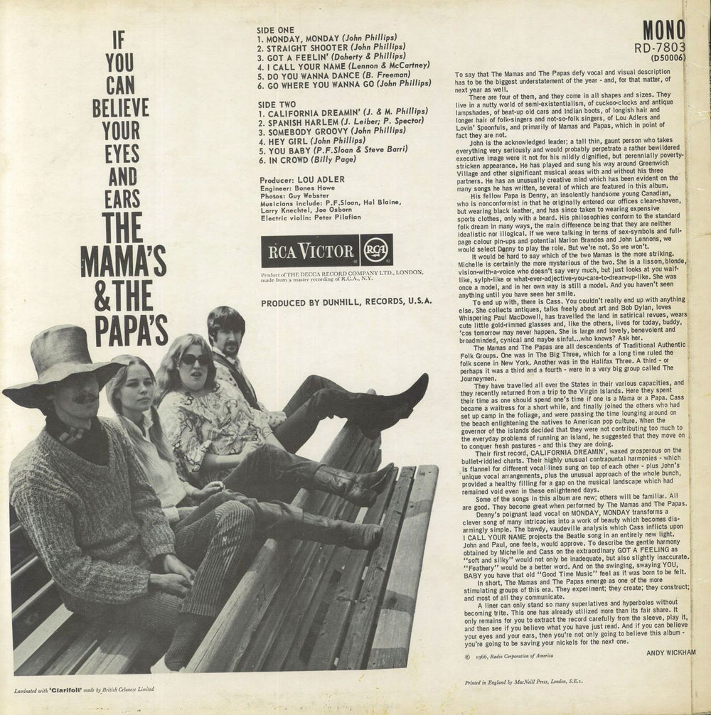 The Mama's And The Papa's If You Can Believe Your Eyes And Ears - VG UK vinyl LP album (LP record)