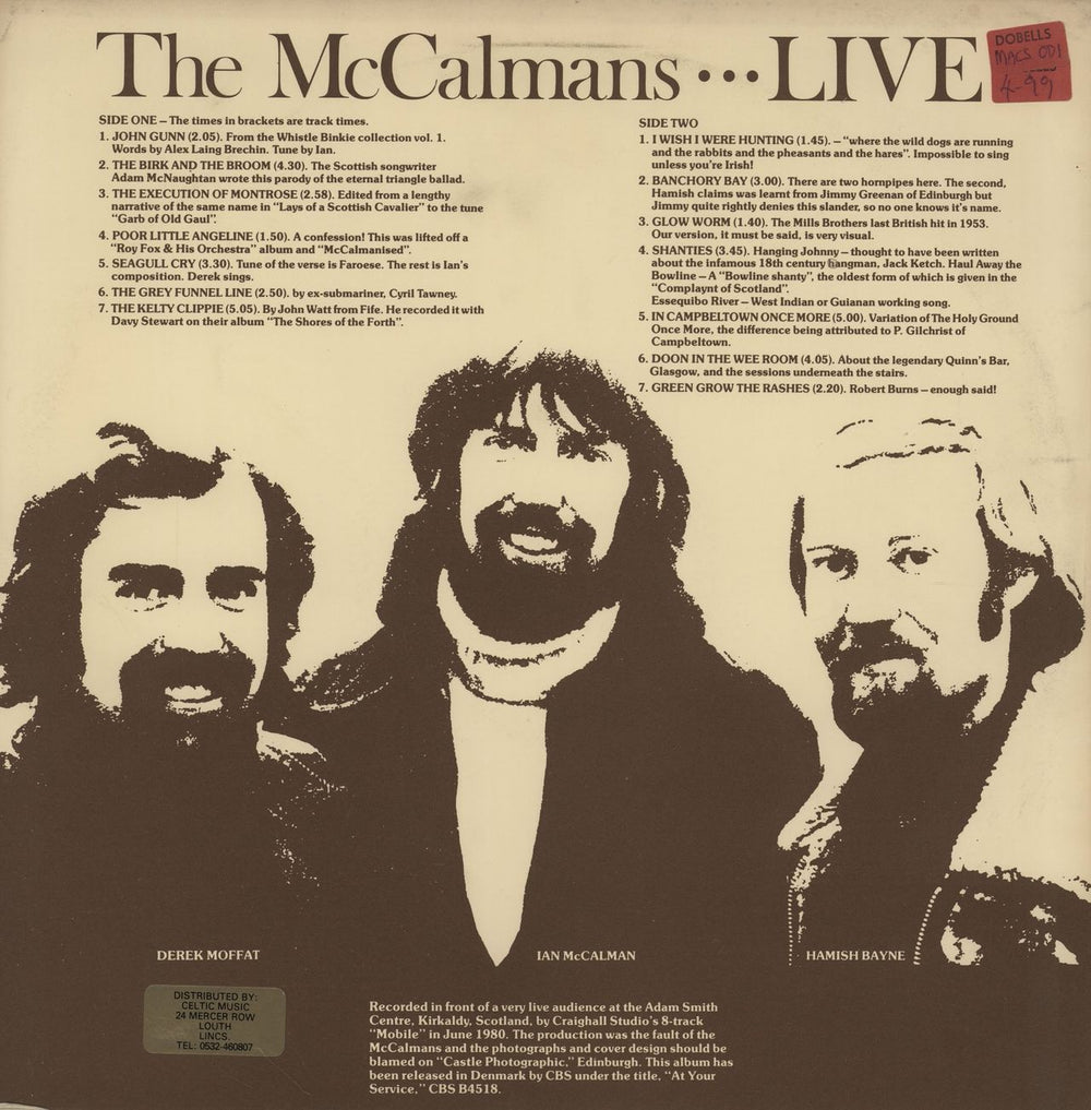 The McCalmans McCalmans Live UK vinyl LP album (LP record)