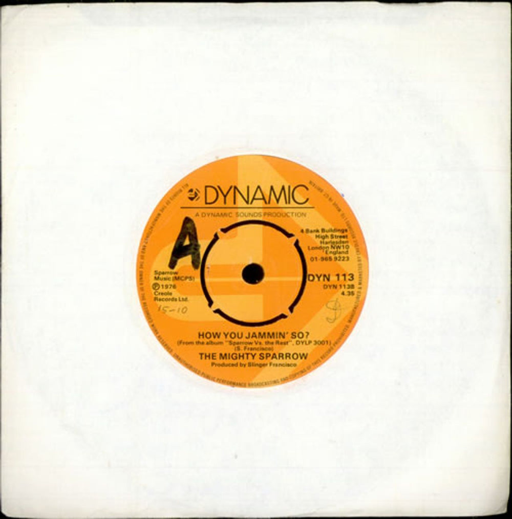 The Mighty Sparrow How You Jammin' So? UK 7" vinyl single (7 inch record / 45) DYN113