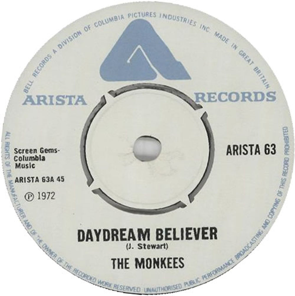 The Monkees Daydream Believer UK 7" vinyl single (7 inch record / 45) ARISTA63