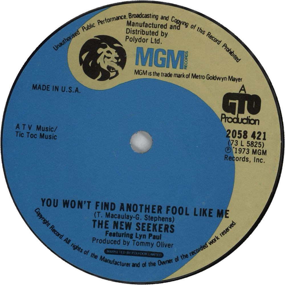 The New Seekers You Won't Find Another Fool Like Me US 7" vinyl single (7 inch record / 45) 2058421