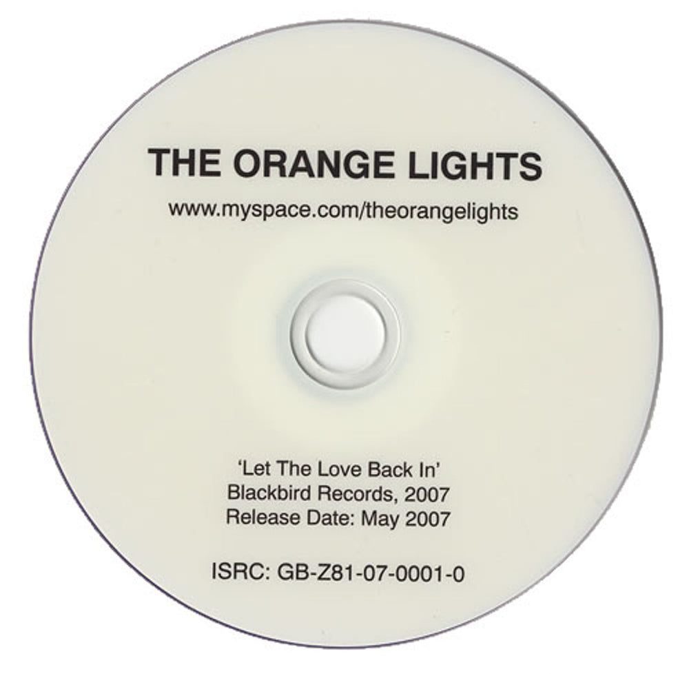The Orange Lights Let The Love Back In UK Promo promo DVD-R PROMO DVD-R