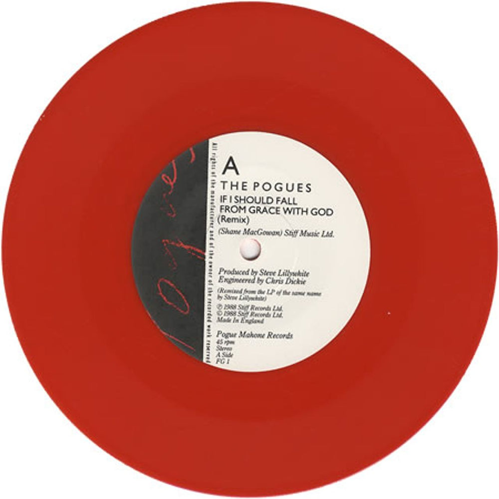 The Pogues If I Should Fall From Grace With God - Red Vinyl UK 7" vinyl single (7 inch record / 45) POG07IF89678