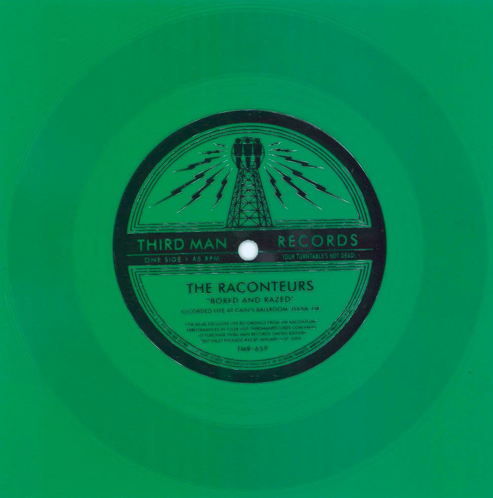 The Raconteurs Bored And Razed - Green Flexi US 7" vinyl single (7 inch record / 45) TMR-659