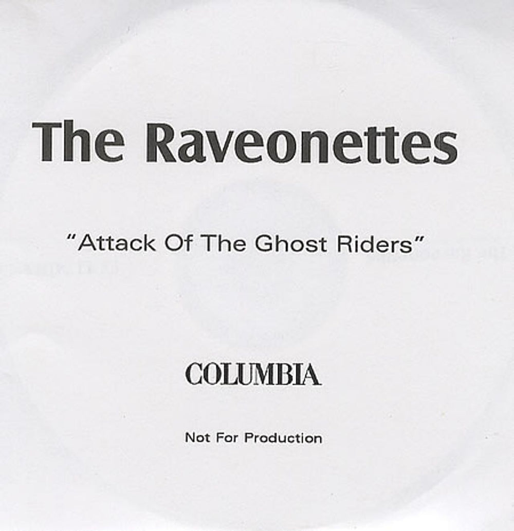 The Raveonettes Attack Of The Ghost Riders UK Promo CD-R acetate CDR ACETATE