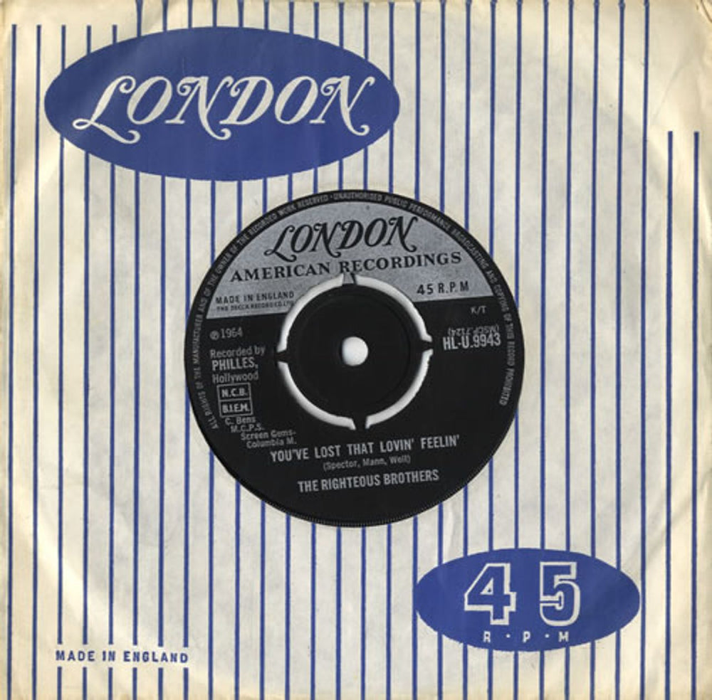 The Righteous Brothers You've Lost That Lovin' Feelin' - 1st UK 7" vinyl single (7 inch record / 45) HL-U.9943