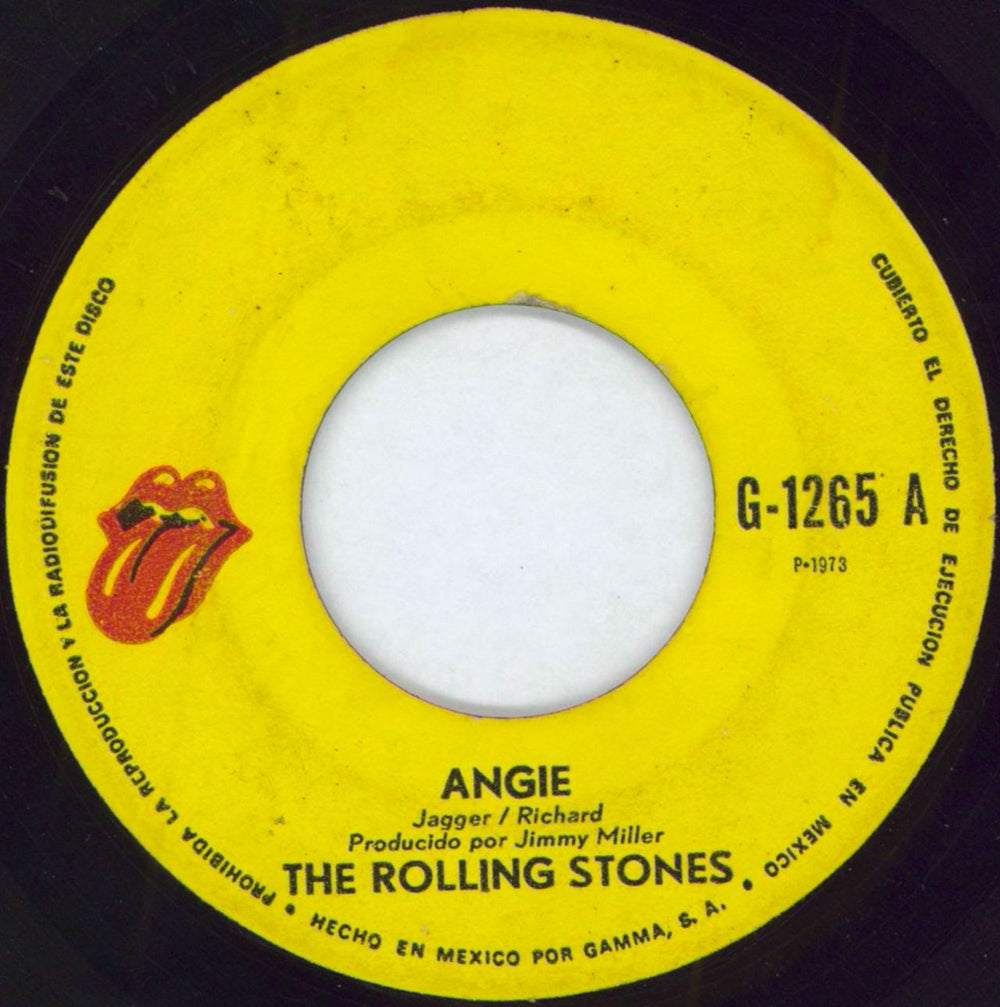 The Rolling Stones Angie + P/S Mexican Promo 7" vinyl single (7 inch record / 45) ROL07AN796433