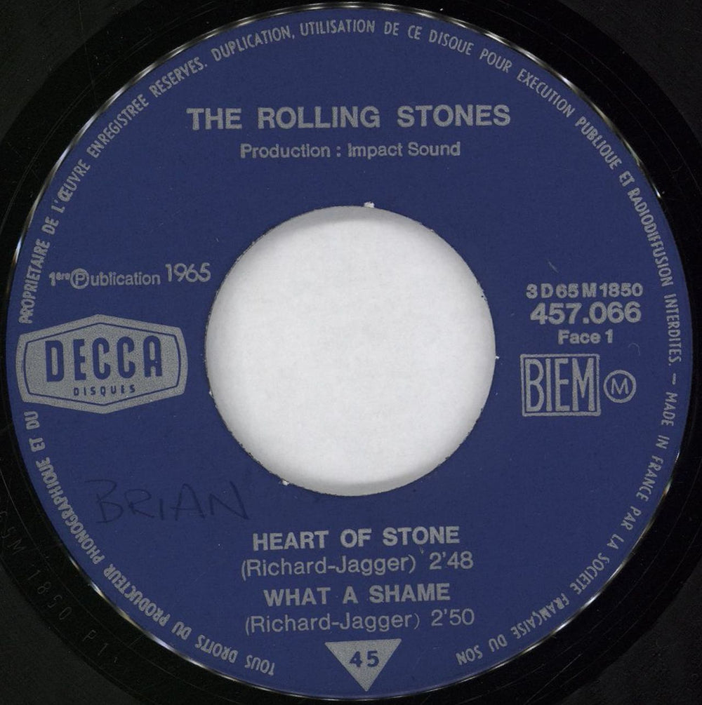 The Rolling Stones Heart Of Stone EP - 2nd - WOL French 7" vinyl single (7 inch record / 45) ROL07HE767092