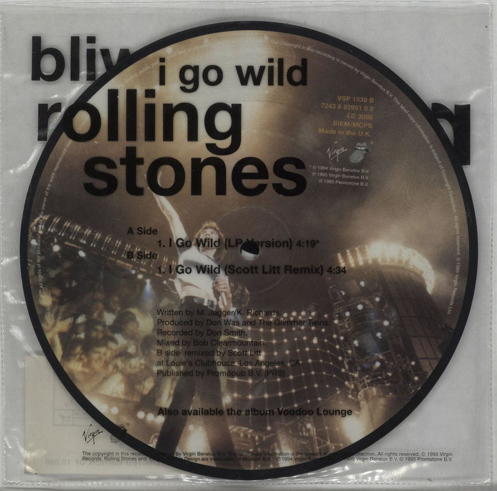 The Rolling Stones I Go Wild - Numbered UK 7" vinyl picture disc (7 inch picture disc single) ROL7PIG48566